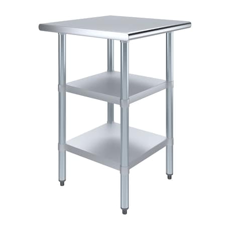 Amgood 24 in. x 18 in. Stainless Steel Table With Two Undershelves AMG WT-2424-2SH